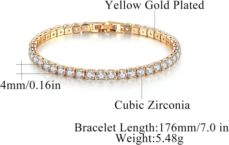 CiNily Adjustable Tennis Bracelets for Women Teen Girls Rainbow Cubic Zirconia Bracelet 14K White Gold Plated Hypoallergenic Slider Bracelet Jewelry Gift - Image 3